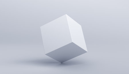 Abstract 3d render, geometric composition, background design with simple cubeの写真素材