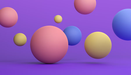 Abstract 3d render of colorful spheres, modern background designの写真素材