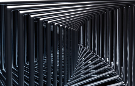 Abstract futuristic metal structure, dark background design, 3d renderの写真素材