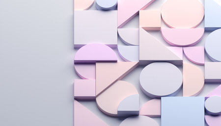Abstract geometric composition, background design in pastel colors, 3d renderの写真素材