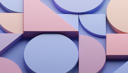 Abstract geometric composition, colorful background design, 3d renderの写真素材