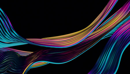 Abstract 3d render, colorful background design with curved lines, modern illustrationの写真素材