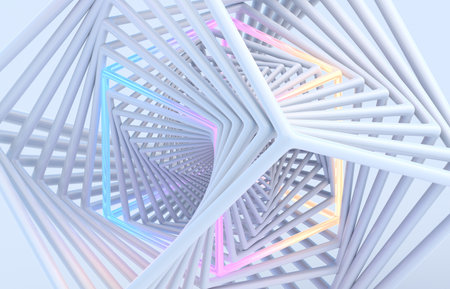 Abstract futuristic white structure, light background design, 3d renderの写真素材