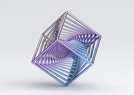 Abstract 3d render, geometric design of a colorful cubeの写真素材