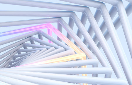 Abstract futuristic white structure, light background design, 3d renderの写真素材