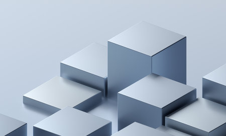 Abstract 3d render, silver colored geometric background designの写真素材