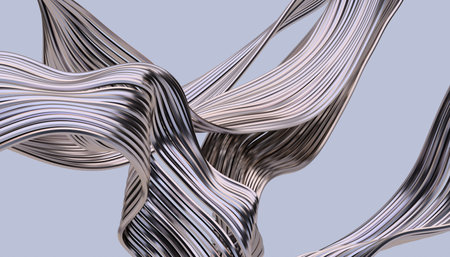 Abstract 3d render, background design with gold curved lines, modern illustrationの写真素材