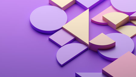 Abstract geometric composition, colorful background design, 3d renderの写真素材