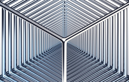 Abstract futuristic metal structure, background design, 3d renderの写真素材