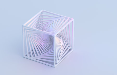 Abstract 3d render, geometric design of a white cubeの写真素材