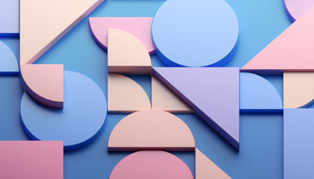 Abstract geometric composition, colorful background design, 3d renderの写真素材