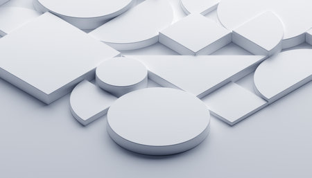 Abstract geometric composition, white background design, 3d renderの写真素材