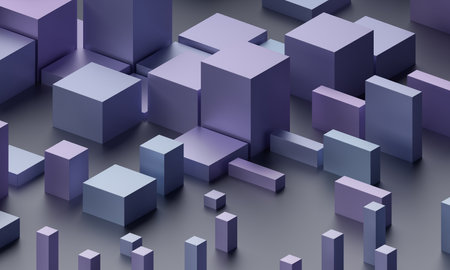 Abstract 3d render, geometric background design with cubesの写真素材