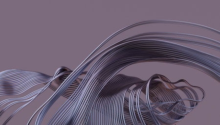 Abstract 3d render, background design with pastel colored curved lines, modern illustrationの写真素材