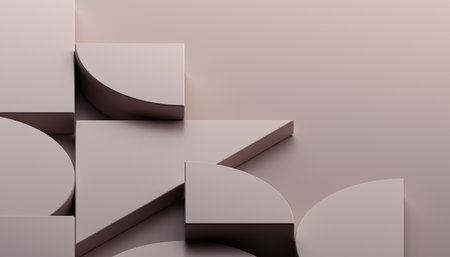 Abstract geometric composition, beige background design, 3d renderの写真素材