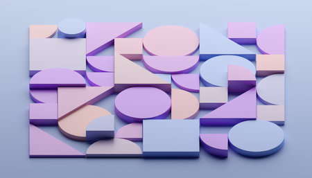 Abstract geometric composition, colorful background design, 3d renderの写真素材