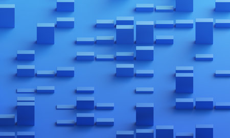 Abstract 3d render, blue geometric background designの写真素材