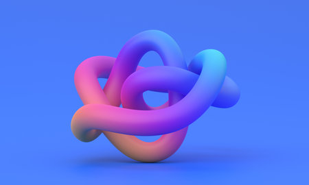 Abstract multicolored shape, 3d render, modern minimalist illustrationの写真素材