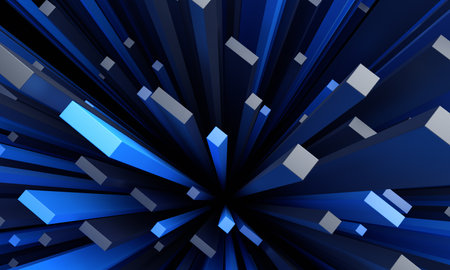 Abstract 3d render, dark blue geometric background designの写真素材
