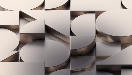 Abstract geometric composition, gold background design, 3d renderの写真素材