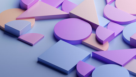 Abstract geometric composition, colorful background design, 3d renderの写真素材