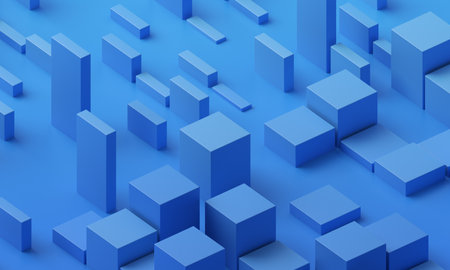 Abstract 3d render, blue geometric background designの写真素材