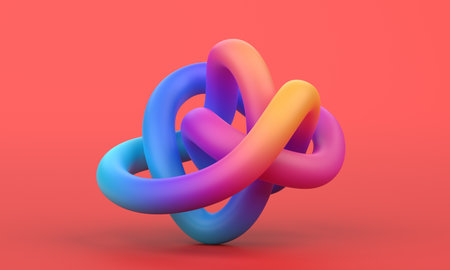Abstract multicolored shape, 3d render, modern minimalist illustration