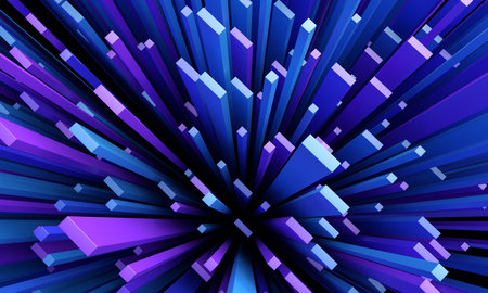 Abstract 3d render, blue and purple geometric background designの写真素材