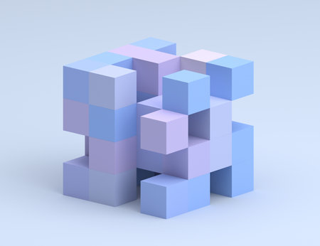 Abstract 3d render, pastel colored geometric background designの写真素材