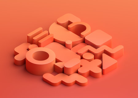 Abstract background design, composition with red geometric shapesの写真素材