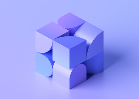 Abstract 3d render, cube shape, geometric designの写真素材