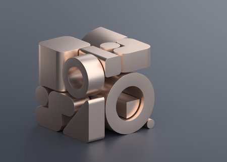 Abstract 3d render, gold geometric background designの写真素材