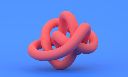 Abstract red shape, 3d render, modern minimalist illustrationの写真素材