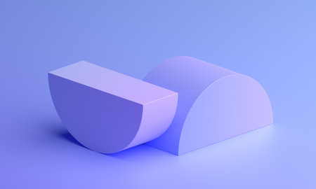 Abstract 3d render, minimalist design with pastel colored shapesの写真素材