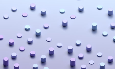 Abstract minimalist background design with pastel colored cylindersの写真素材