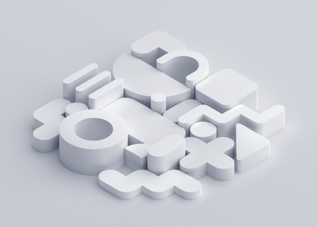 Abstract background design, composition with white geometric shapesの写真素材