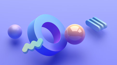 Abstract geometric composition, background design, 3d renderの写真素材