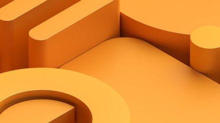 Abstract background design, yellow geometric shapes, 3d renderの写真素材