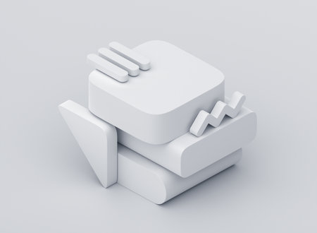 Abstract 3d render, minimalist composition, white geometric designの写真素材