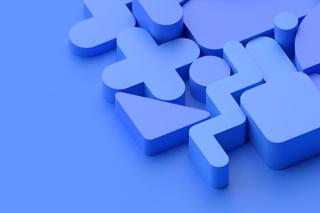 Abstract background design, composition with blue geometric shapesの写真素材