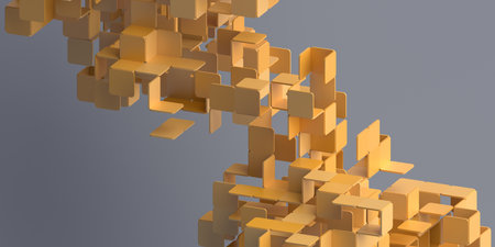 Abstract 3d render, yellow and gray geometric background designの写真素材