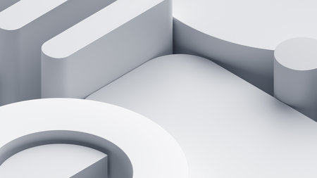 Abstract background design, white geometric shapes, 3d renderの写真素材