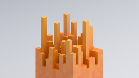 Abstract 3d render, yellow geometric background designの写真素材