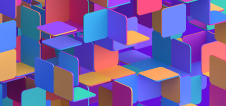 Abstract 3d render, colorful geometric background designの写真素材