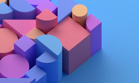 Abstract geometric composition, colorful background design, 3d renderの写真素材