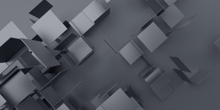 Abstract 3d render, black squares, geometric background designの写真素材