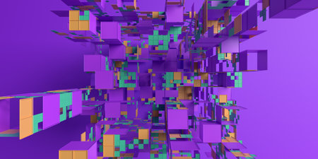 Abstract 3d render, colorful geometric background design