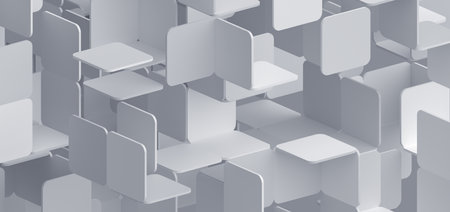 Abstract 3d render, white geometric background designの写真素材