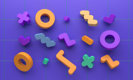 Abstract 3d render, design with colorful geometric shapesの写真素材