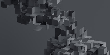 Abstract 3d render, black geometric background designの写真素材